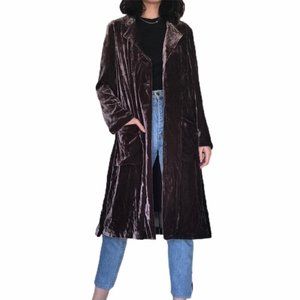 J. Jill Crushed Velvet Silk Duster Coat Jacket XS